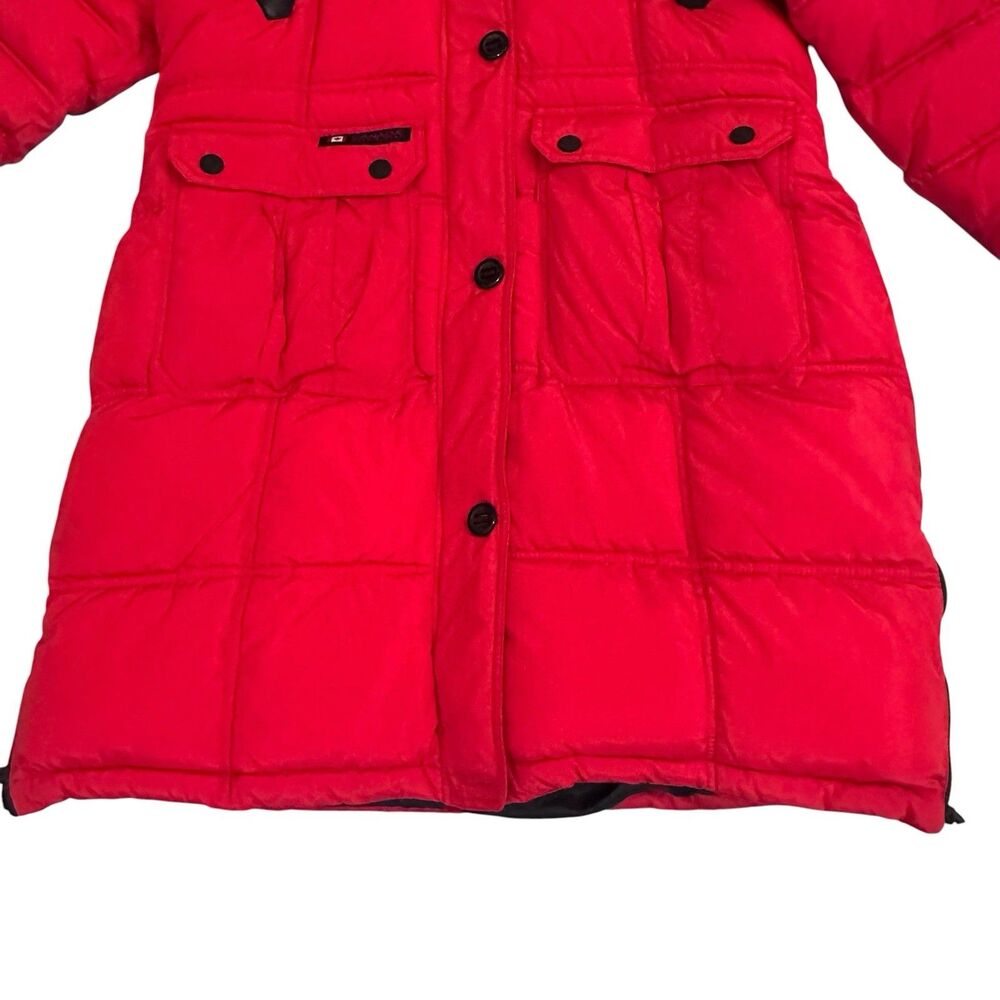 Canada Weather Gear Coat Womens L Red Puffer Parka Hooded Faux Fur Long EUC - Picture 3 of 12